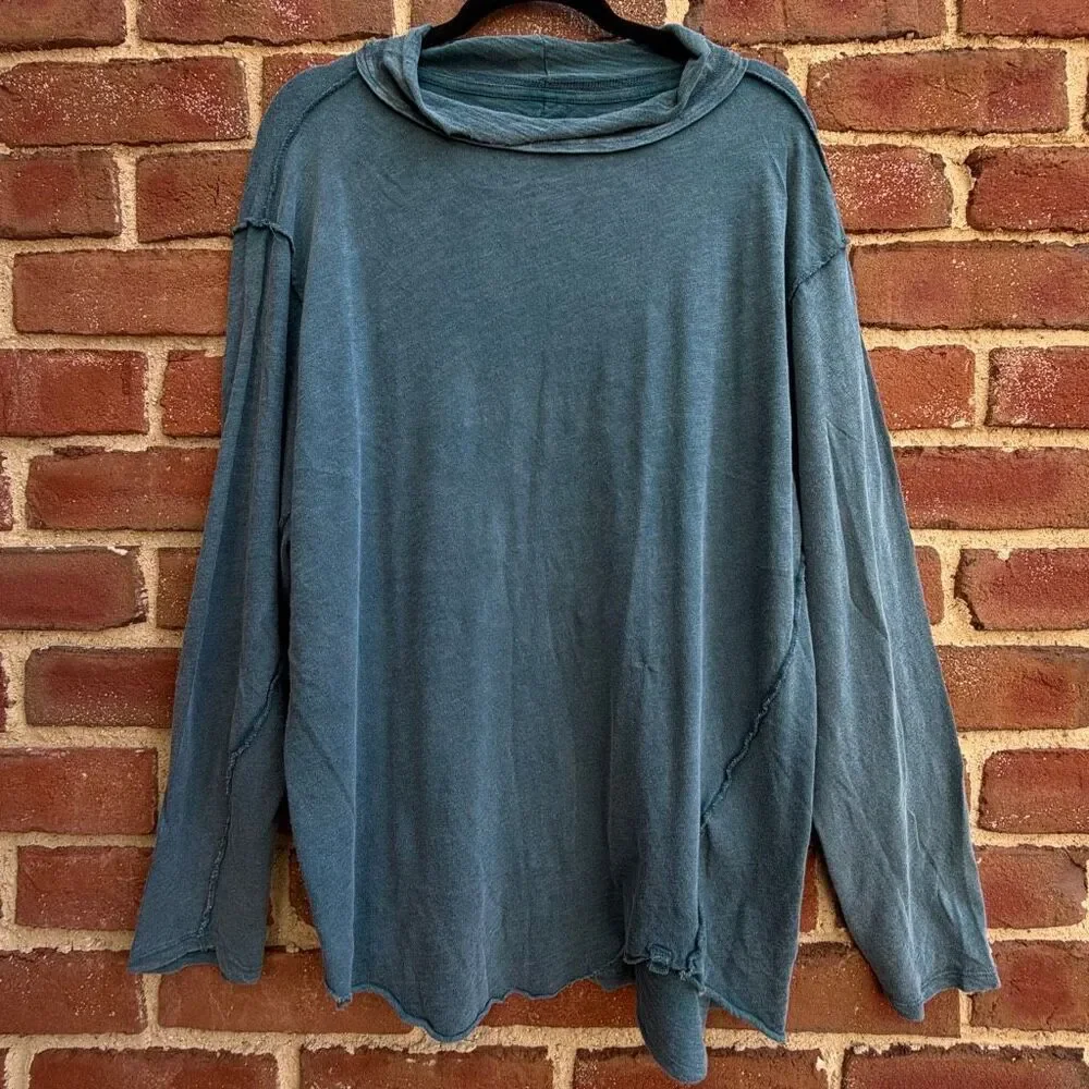 Free People We The Free Women’s Long Sleeve Regan Tee blue XL NEW